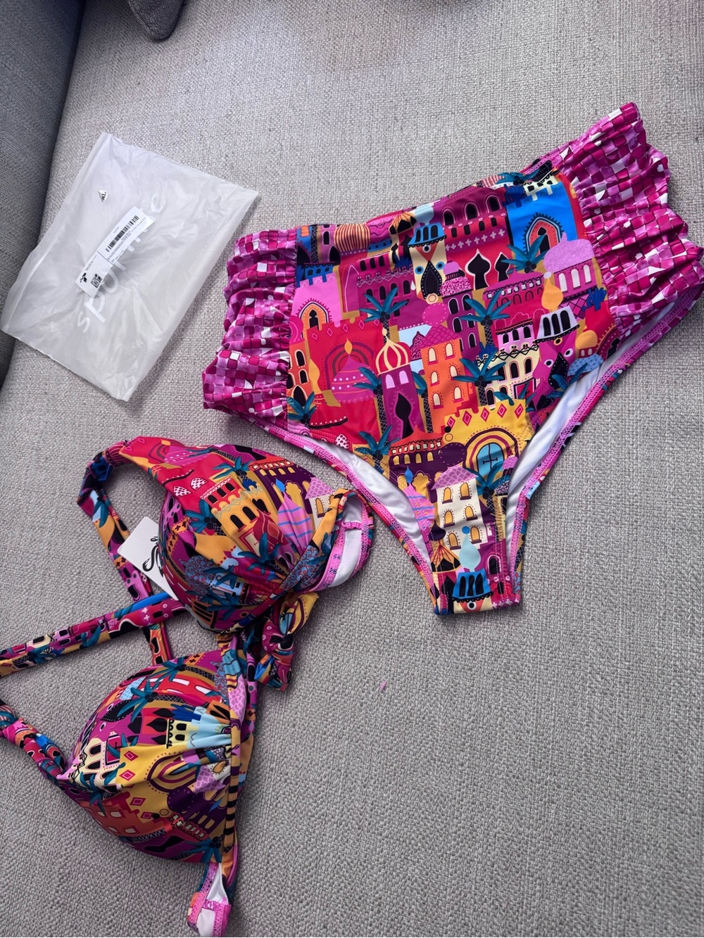Vibrant Multicolor High-Waist Bikini Set